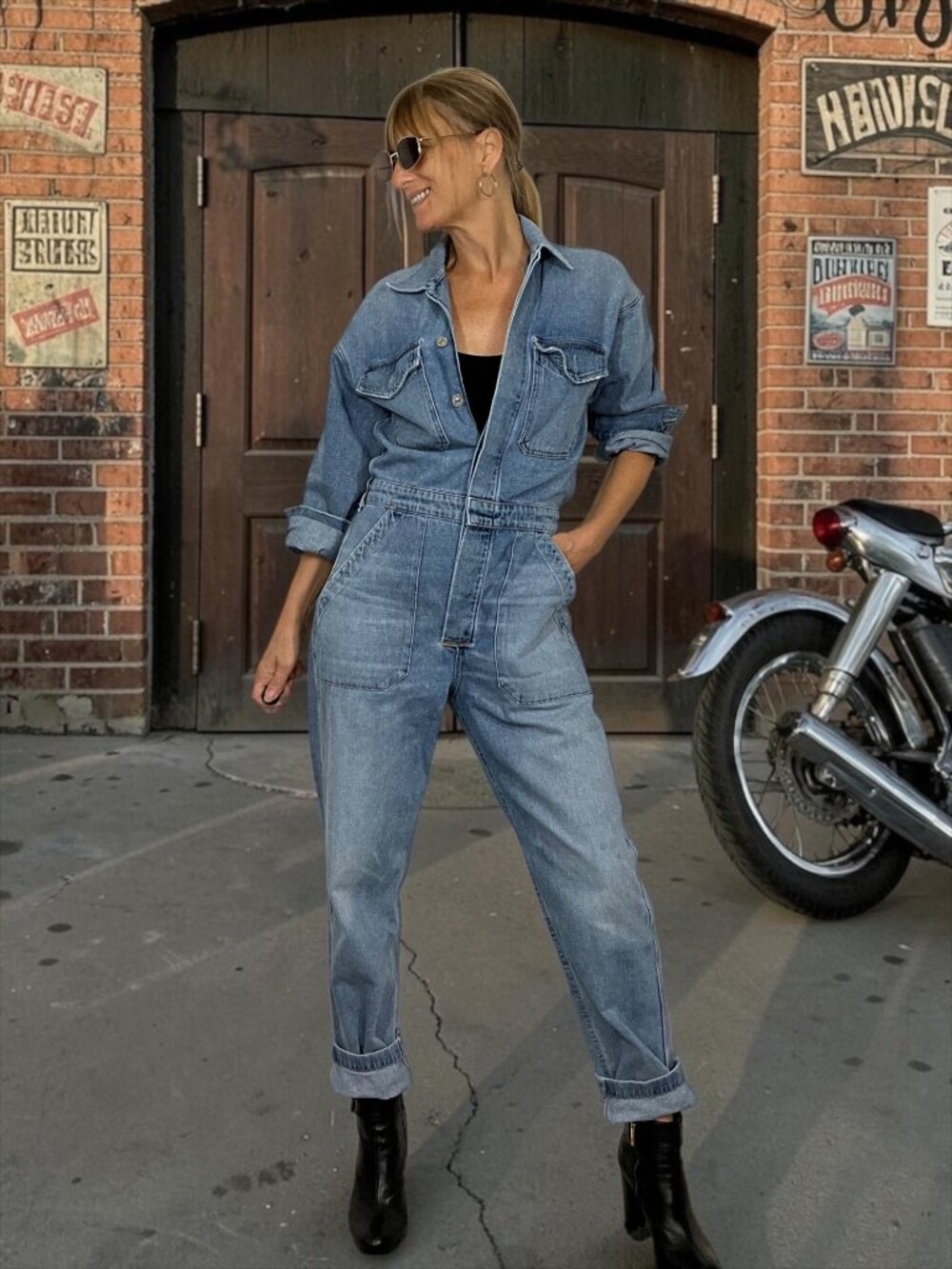 Citizens Of Humanity COH Marta Denim Jumpsuit S Monologue Blue Long Sleeve